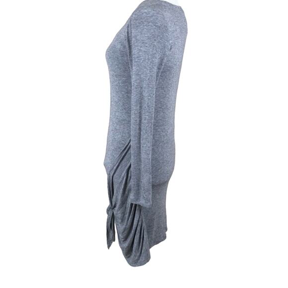OLIVACEOUS Front Tie Long Sleeve Gray Dress Medium Stretch Modern Minimalist M - Picture 2 of 6